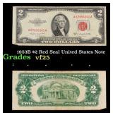 1953B $2 Red Seal United States Note Grades vf+