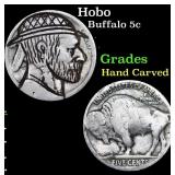 Hobo Buffalo Nickel 5c Grades Hand Carved