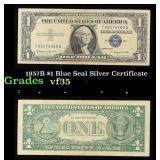 1957B $1 Blue Seal Silver Certificate Grades vf++