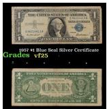 1957 $1 Blue Seal Silver Certificate Grades vf+