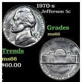 1970-s Jefferson Nickel 5c Grades GEM+ Unc