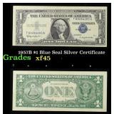 1957B $1 Blue Seal Silver Certificate Grades xf+