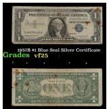 1957B $1 Blue Seal Silver Certificate Grades vf+