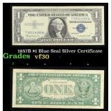 1957B $1 Blue Seal Silver Certificate Grades vf++