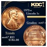 1972-s Lincoln Cent 1c Grades GEM++ Unc RD