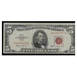 1963 $5 Red Seal United States Note Grades vf++
