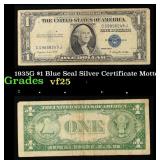 1935G $1 Blue Seal Silver Certificate Grades vf+ M