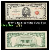 1963 $5 Red Seal United States Note Grades vf++