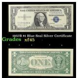 1957B $1 Blue Seal Silver Certificate Grades xf+