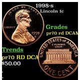 1998-s Proof Lincoln Cent 1c pr70 rd DCAM SEGS