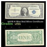 1957B $1 Blue Seal Silver Certificate Grades vf++