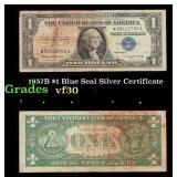 1957B $1 Blue Seal Silver Certificate Grades vf++