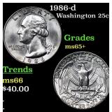1986-d Washington Quarter 25c Grades GEM+ Unc