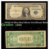 1935G $1 Blue Seal Silver Certificate Grades vf+ M