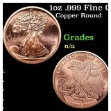 1oz .999 Fine Copper Bullion Round - Walking Liber