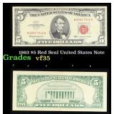 1963 $5 Red Seal United States Note Grades vf++
