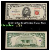 1963 $5 Red Seal United States Note Grades vf++