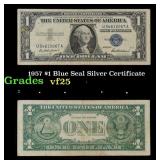1957 $1 Blue Seal Silver Certificate Grades vf+