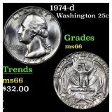 1974-d Washington Quarter 25c Grades GEM+ Unc