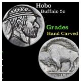 Hobo Buffalo Nickel 5c Grades Hand Carved