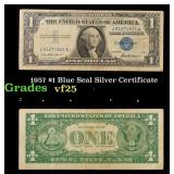 1957 $1 Blue Seal Silver Certificate Grades vf+