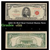 1963 $5 Red Seal United States Note Grades vf++