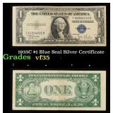 1935C $1 Blue Seal Silver Certificate Grades vf++