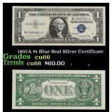 1957A $1 Blue Seal Silver Certificate Grades Gem+