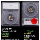 1996-w Roosevelt Dime 10c ms68+ SEGS