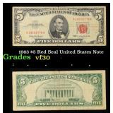 1963 $5 Red Seal United States Note Grades vf++