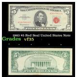 1963 $5 Red Seal United States Note Grades vf++