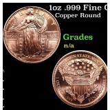 1oz .999 Fine Copper Bullion Round - Standing Libe