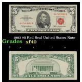 1963 $5 Red Seal United States Note Grades xf