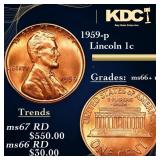 1959-p Lincoln Cent 1c Grades GEM++ RD