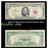 1963 $5 Red Seal United States Note Grades vf++