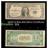 1935C $1 Blue Seal Silver Certificate Grades f+