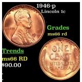 1946-p Lincoln Cent 1c Grades GEM+ Unc RD