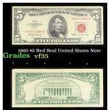 1963 $5 Red Seal United States Note Grades vf++