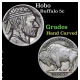 Hobo Buffalo Nickel 5c Grades Hand Carved