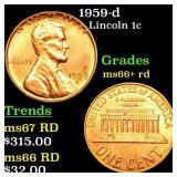 1959-d Lincoln Cent 1c Grades GEM++ RD