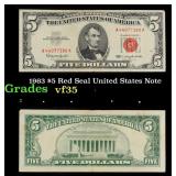 1963 $5 Red Seal United States Note Grades vf++