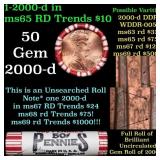 BU Shotgun Lincoln 1c roll, 2000-d 50 pcs Bank Wra