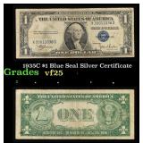 1935C $1 Blue Seal Silver Certificate Grades vf+