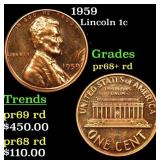 1959 Proof Lincoln Cent 1c Grades Gem++ Proof Red