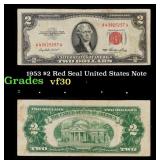 1953 $2 Red Seal United States Note Grades vf++