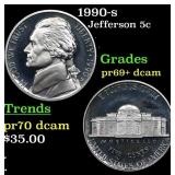 1990-s Proof Jefferson Nickel 5c Grades GEM++ Proo