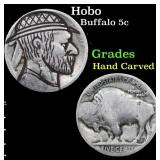Hobo Buffalo Nickel 5c Grades Hand Carved