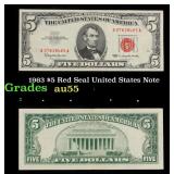 1963 $5 Red Seal United States Note Grades Choice