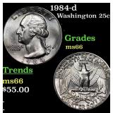 1984-d Washington Quarter 25c Grades GEM+ Unc