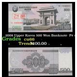 2008 Upper Korea 500 Won Banknote  P# 44 Grades Ge